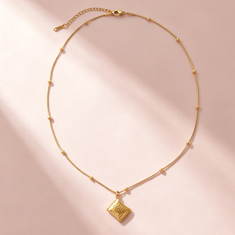 SSeeSY Minimalist Customized Stainless Steel 3D Charm Pendant Necklaces PVD Gold Plating Coating Waterproof Women Jewelry Daily Gilft