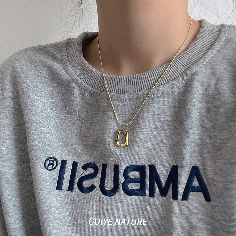 SSeeSY Custom Design Fashion Jewelry PVD 18K Gold Plated Waterproof Stainless Steel Geometric Pendant Necklace for Women Girls Party