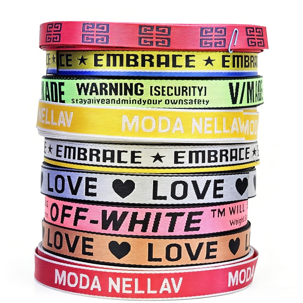 Custom Multi-Color Pattern Letters Nylon Jacquard Webbing