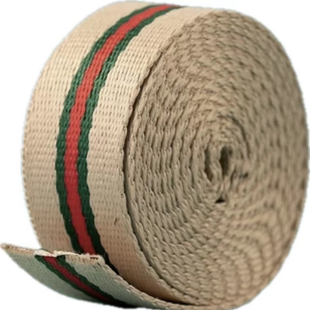 Earthy Tone Brown Grey White Striped Polyester Webbing For Handbag Bag Straps