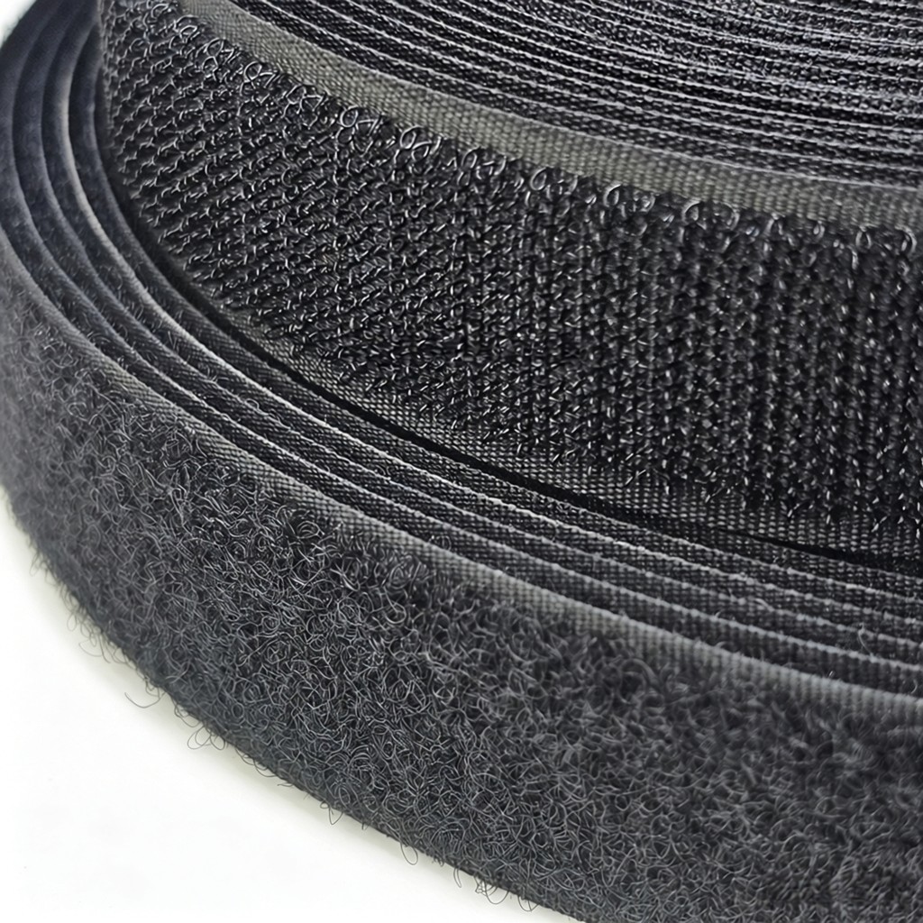 Heavy Duty Black Nylon Hook and Loop Fastener For Medical Straps & Bag Accessories