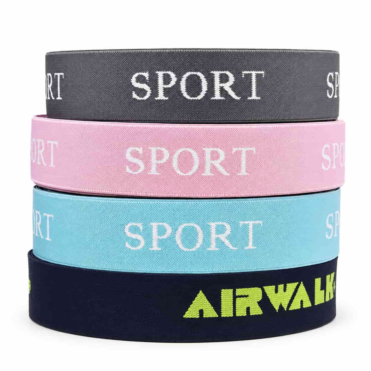 Custom Letter Jacquard Elastic Webbing, Printed SPORT Logo Wide Elastic Band for Sportswear & Bag Accessories
