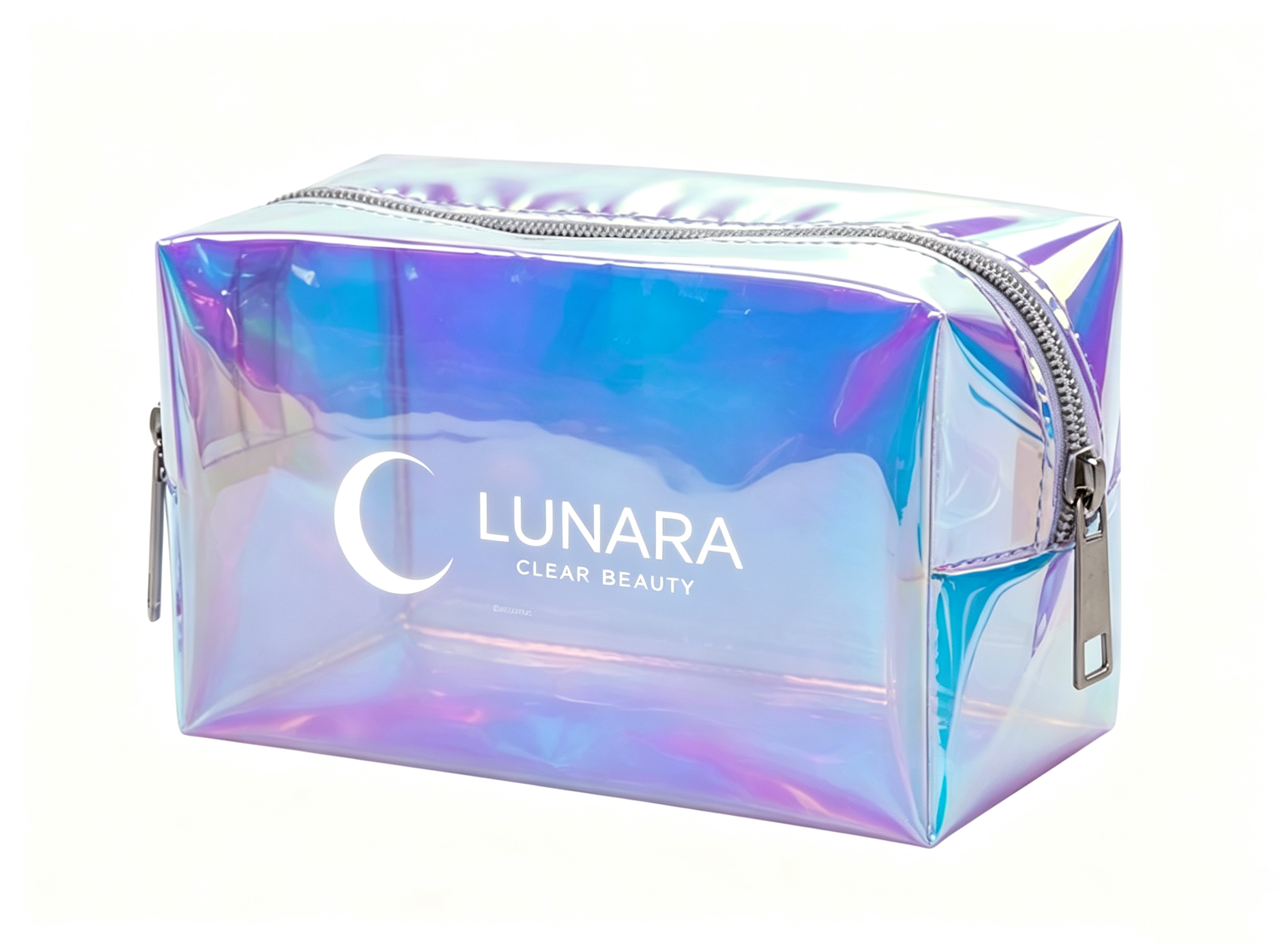 Holographic Iridescent TPU Cosmetic Bag Zipper Makeup Pouch for Travel