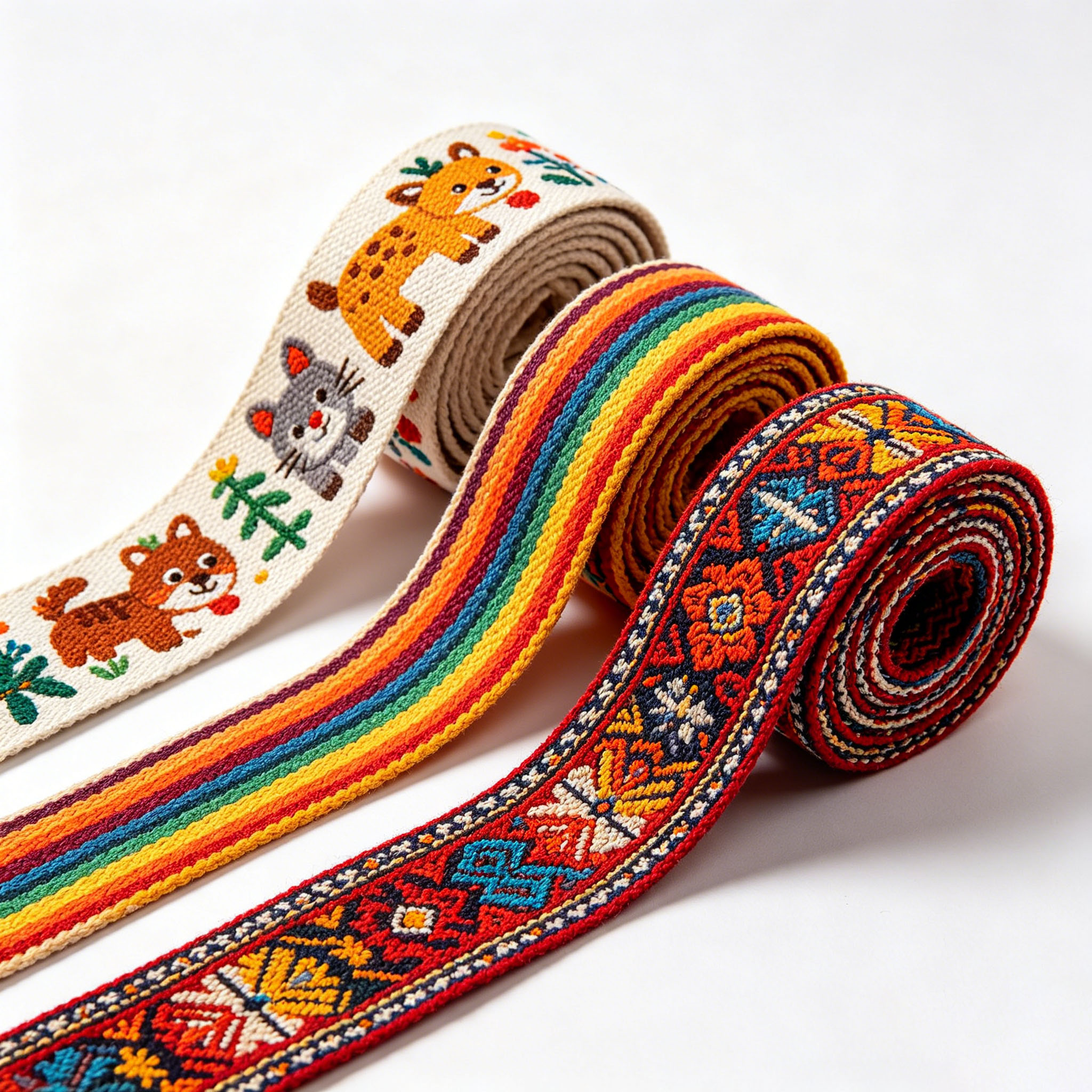 Custom Pattern Woven Jacquard cotton webbing for Bag Straps and Garment Trims