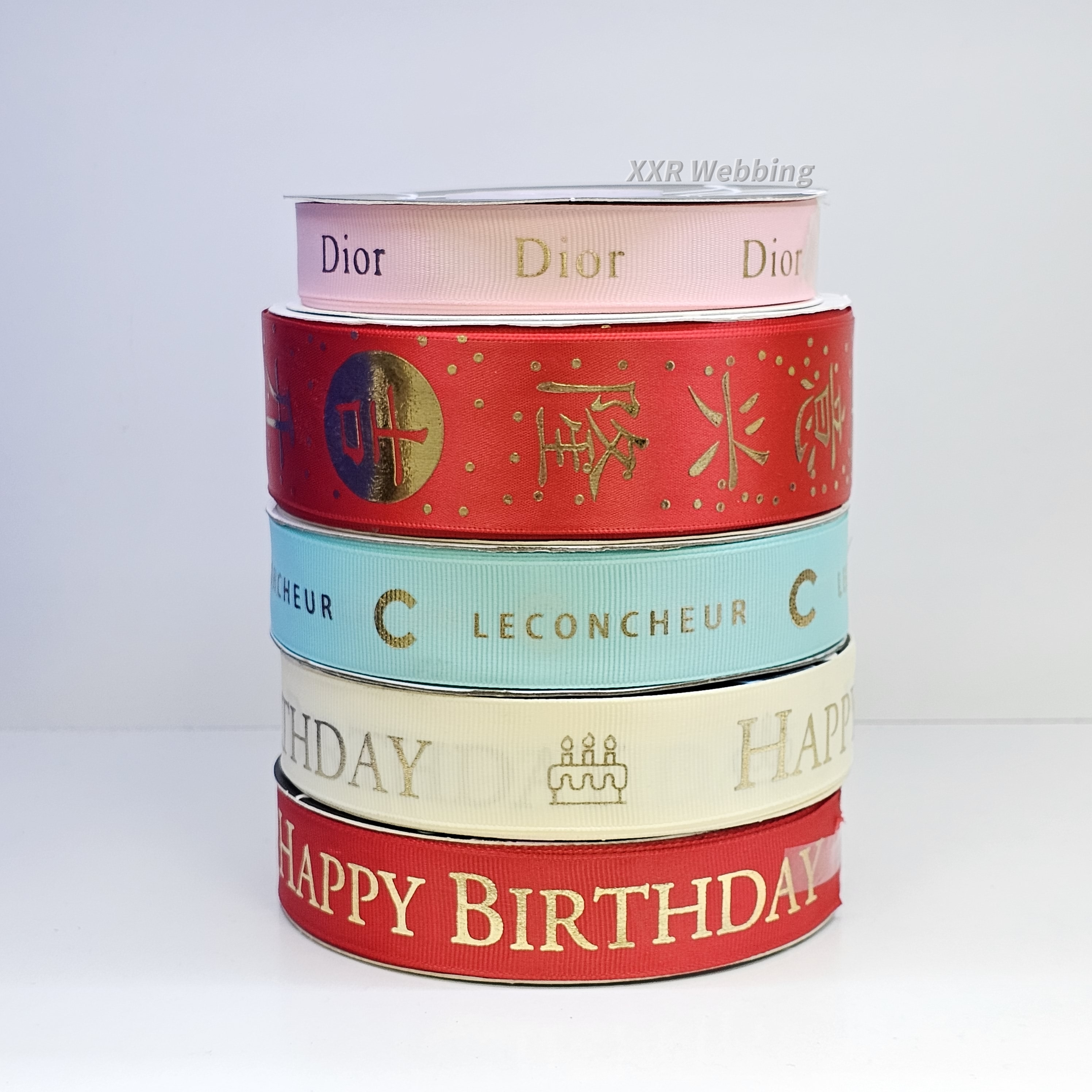 Polyester Ribbon For Christmas Decoration Custom Printed Merry Christmas Gift Wrapping Ribbon