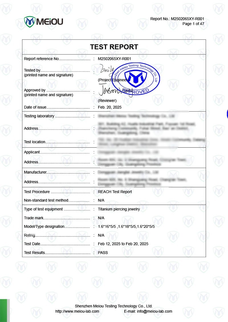 REACH Compliance Certificate
