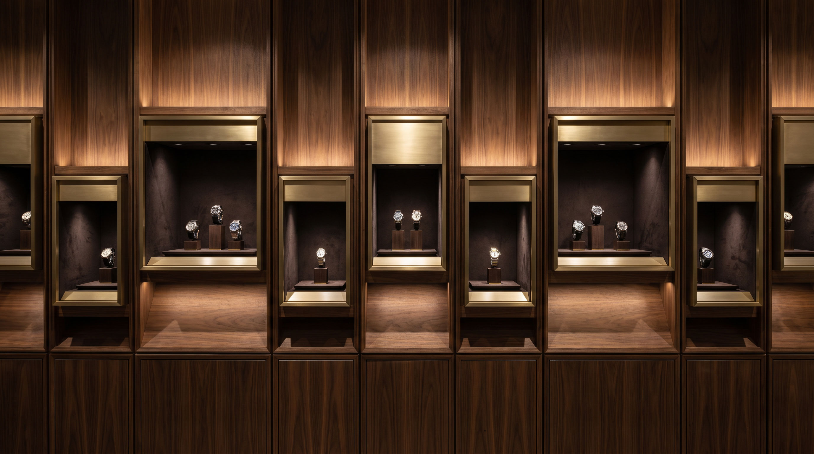 Luxury jewelry store interior showcasing bespoke display cases and precision lighting design by Shangyuan