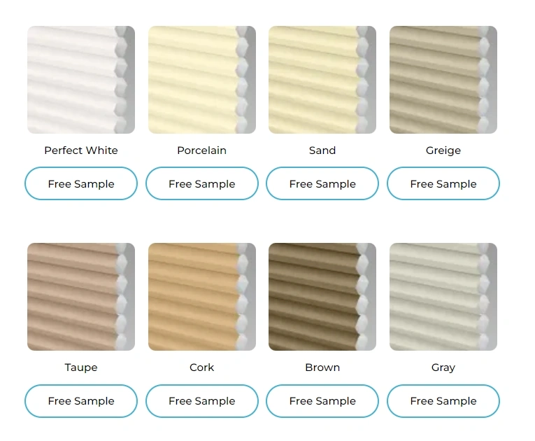 8 colors of cellular shades