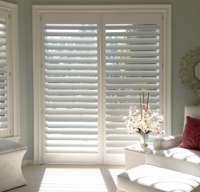 white wood shutters