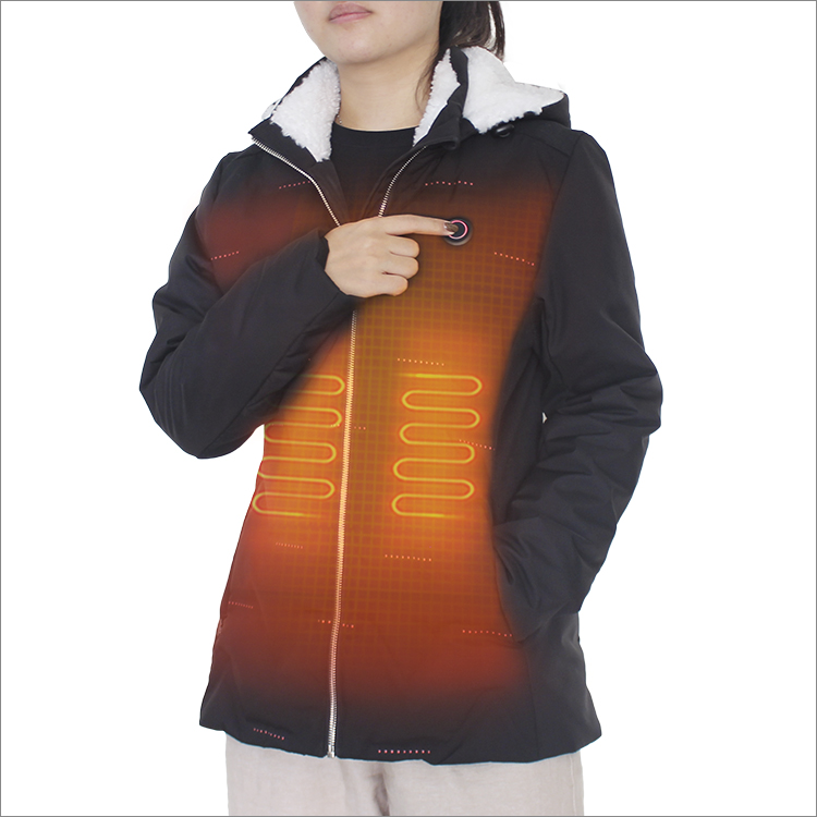 Battery Lightweight Heating Coat with Detachable Fleece Hood