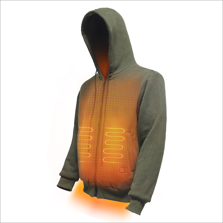 Rechargeable Battery Zipper Heated Hoodie For Fishing