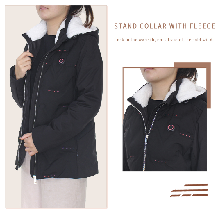 Battery Lightweight Heating Coat with Detachable Fleece Hood