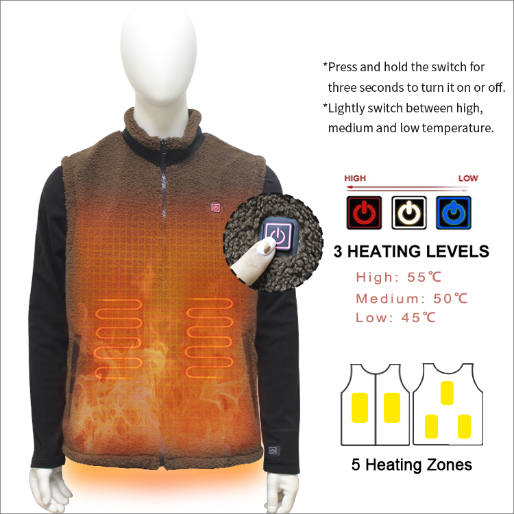 Men's Mountainside Heated Fleece Vest with 3 level temperature