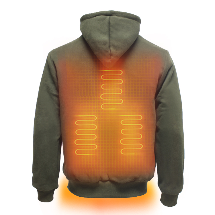 Rechargeable Battery Zipper Heated Hoodie For Fishing