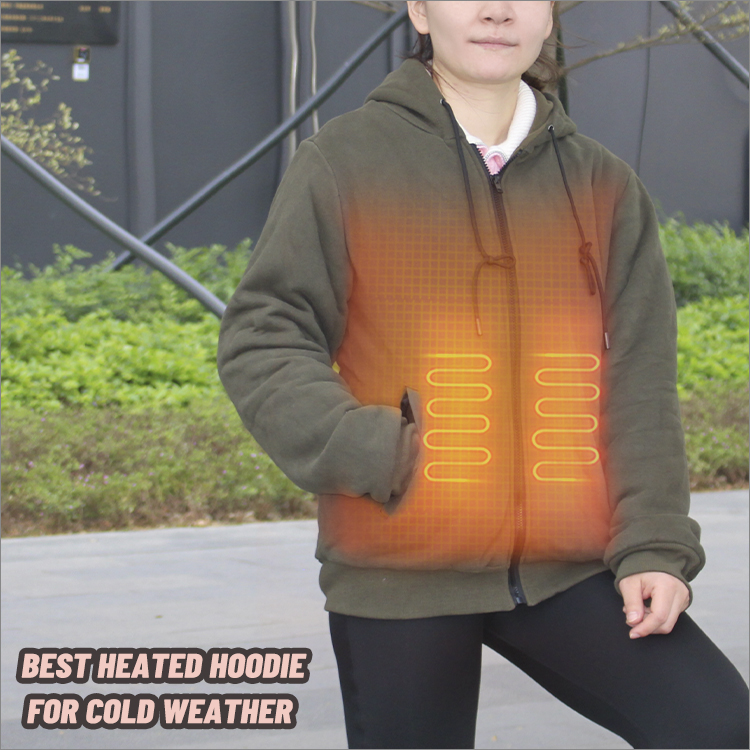 Rechargeable Battery Zipper Heated Hoodie For Fishing