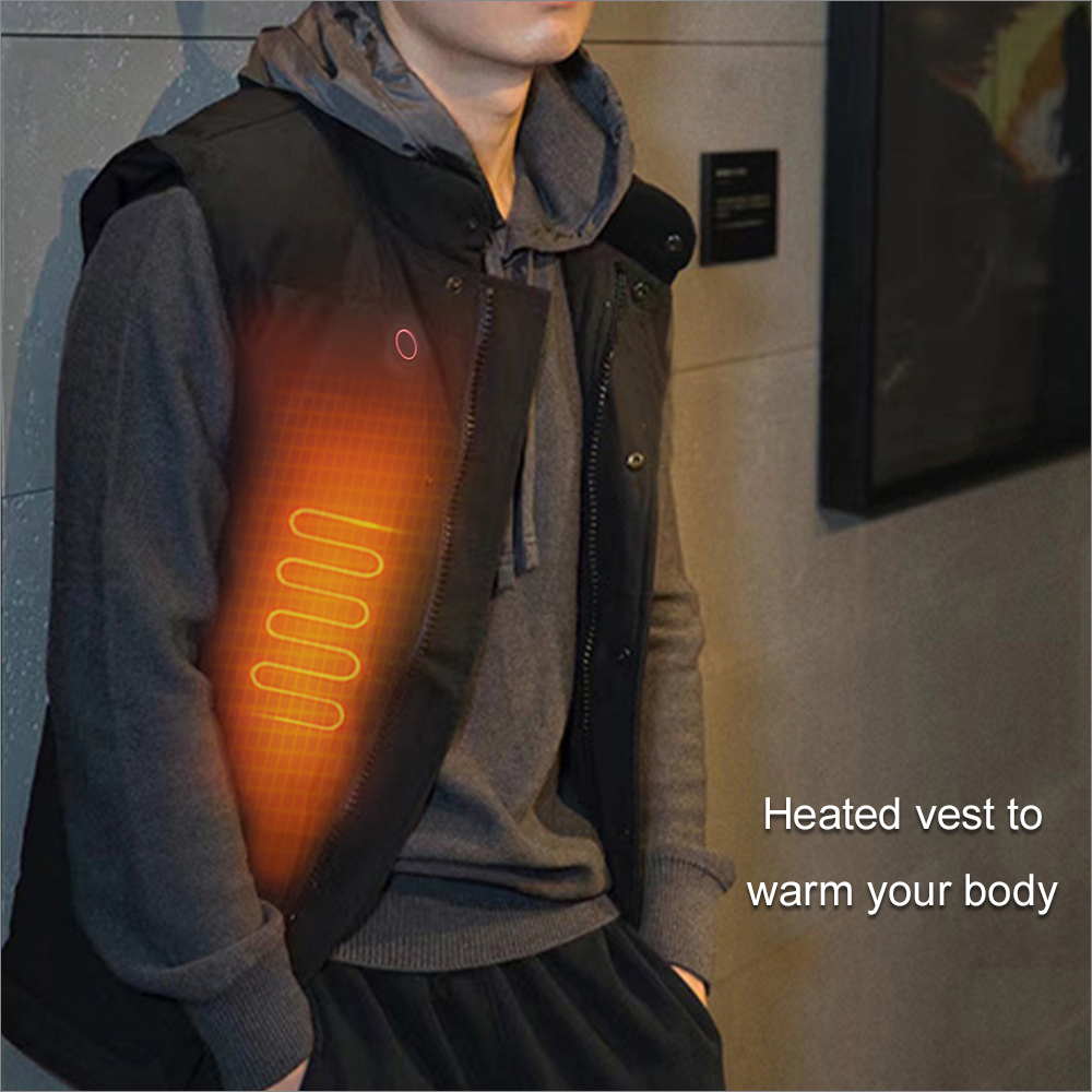 Battery Powered 5V 7.4V Men's Two-Way Zipper Puffer Heated Vest