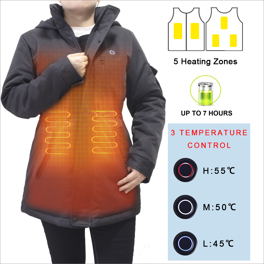 Womens Waterproof heated Jacket Warm Winter Snow Coat for outdoor sport