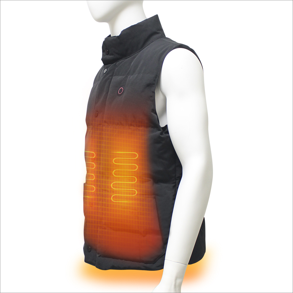 Battery Powered 5V 7.4V Men's Two-Way Zipper Puffer Heated Vest