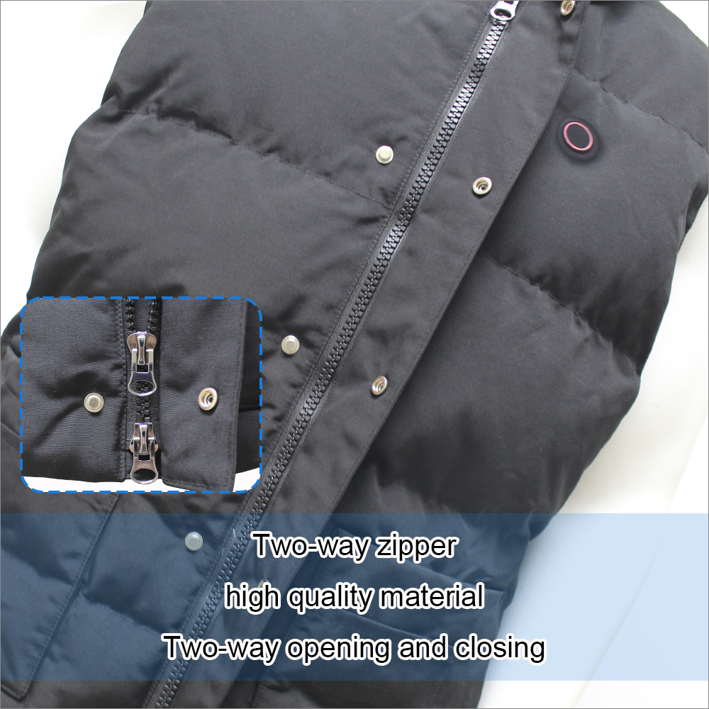 Battery Powered 5V 7.4V Men's Two-Way Zipper Puffer Heated Vest