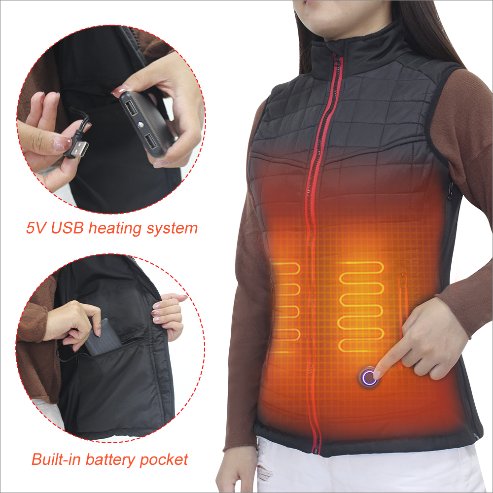 Women's Runner Walking Hiking Lightweight Heated Thermal Padded Gilet
