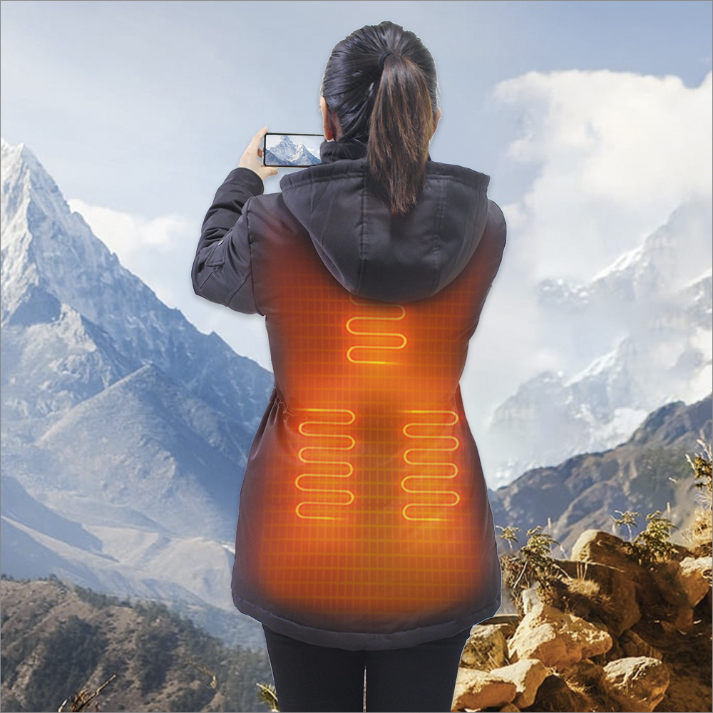 Womens Waterproof heated Jacket Warm Winter Snow Coat for outdoor sport