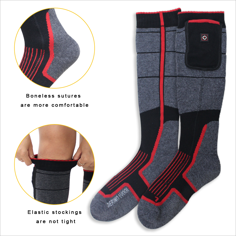 3.7v 5v 7.4v Battery Powered Electrical Heated Socks for Skiing