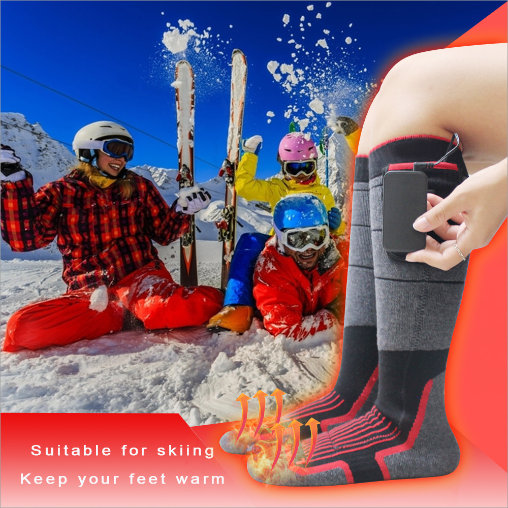 3.7v 5v 7.4v Battery Powered Electrical Heated Socks for Skiing
