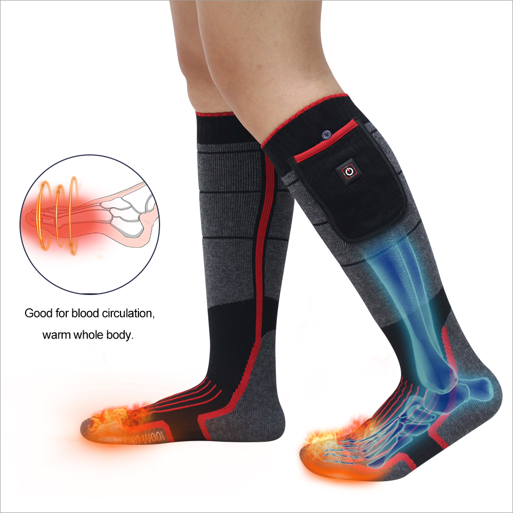 3.7v 5v 7.4v Battery Powered Electrical Heated Socks for Skiing