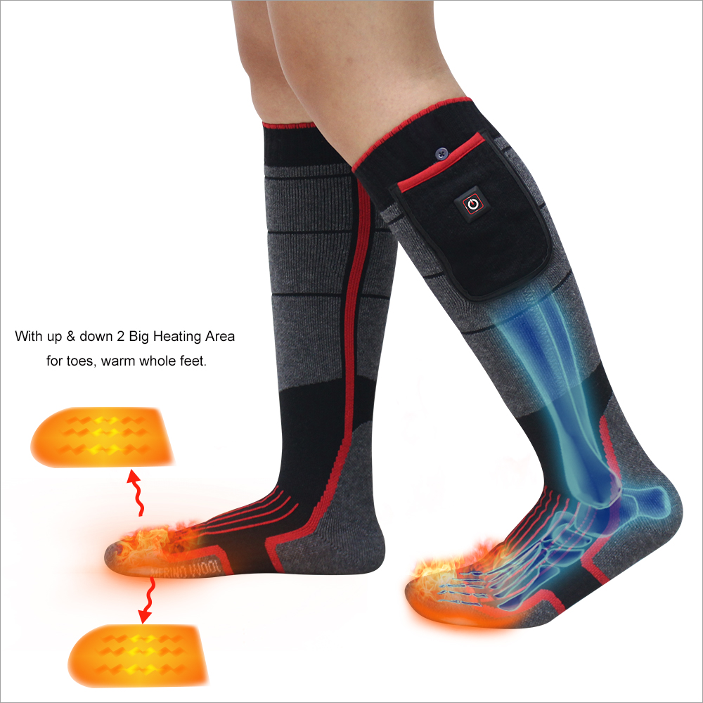 3.7v 5v 7.4v Battery Powered Electrical Heated Socks for Skiing