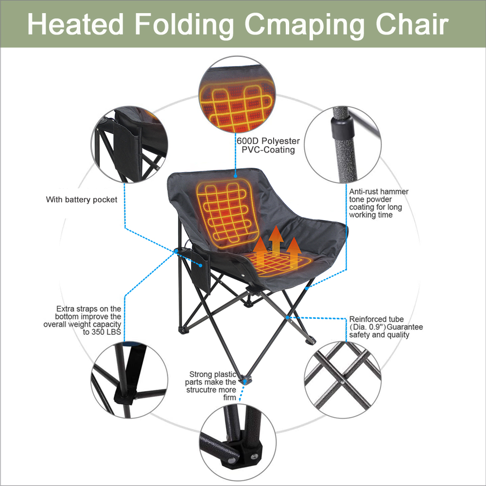 Foldable Heated Camo Chair with for Hunting Fishing Hiking