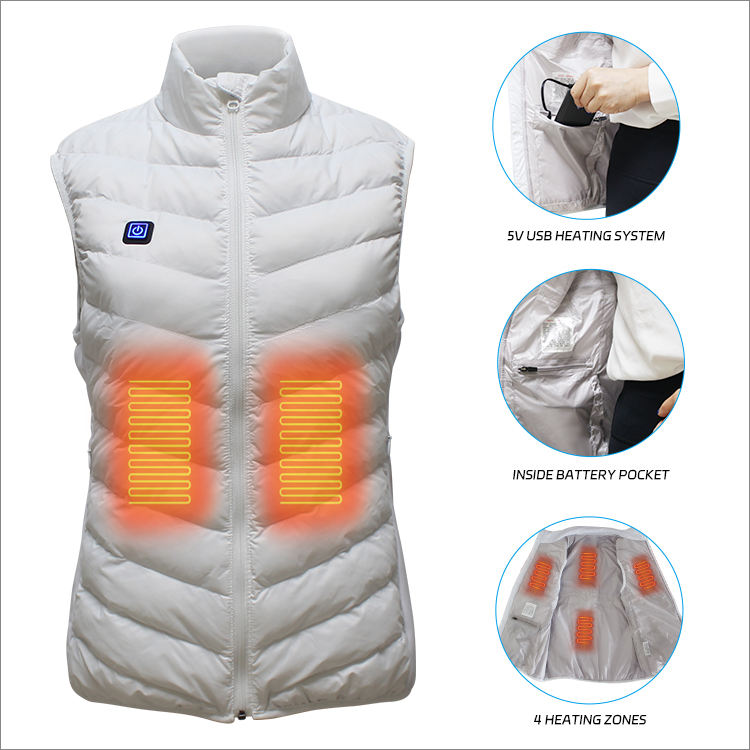 Winter Lightweight USB Rechargeable Battery Thermal Heated Vest for women