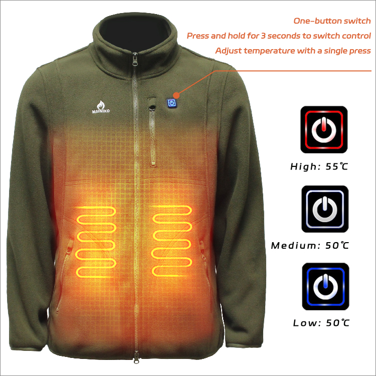 Man's Classic-Fit Long-Sleeve Full-Zip Polar Soft Heated Fleece Jacket