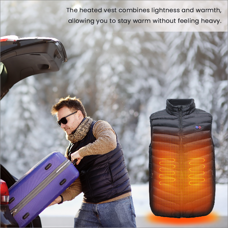 Men's heated vest sleeveless vest 3 level temperature heated body battery heated vest