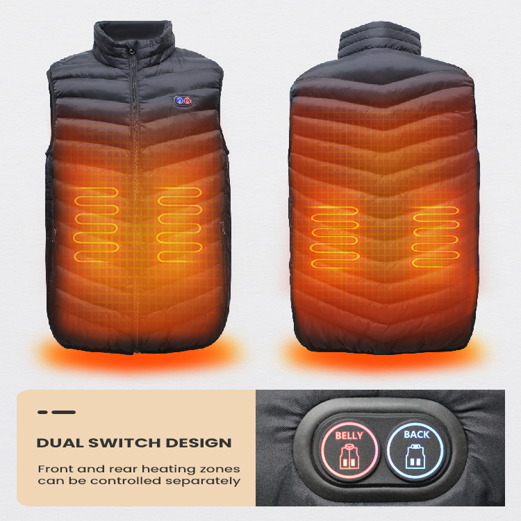 Men's heated vest sleeveless vest 3 level temperature heated body battery heated vest