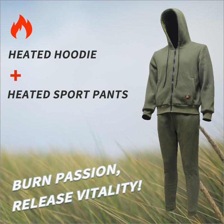 Winter Army Green Trousers Battery 3 Zones Heated Sports Pants For Men