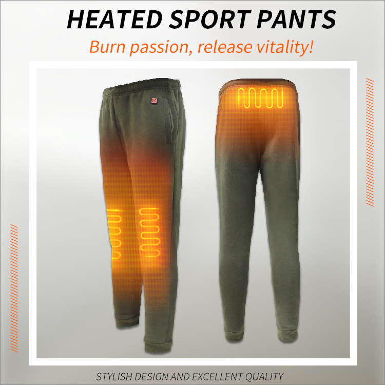 Winter Army Green Trousers Battery 3 Zones Heated Sports Pants For Men