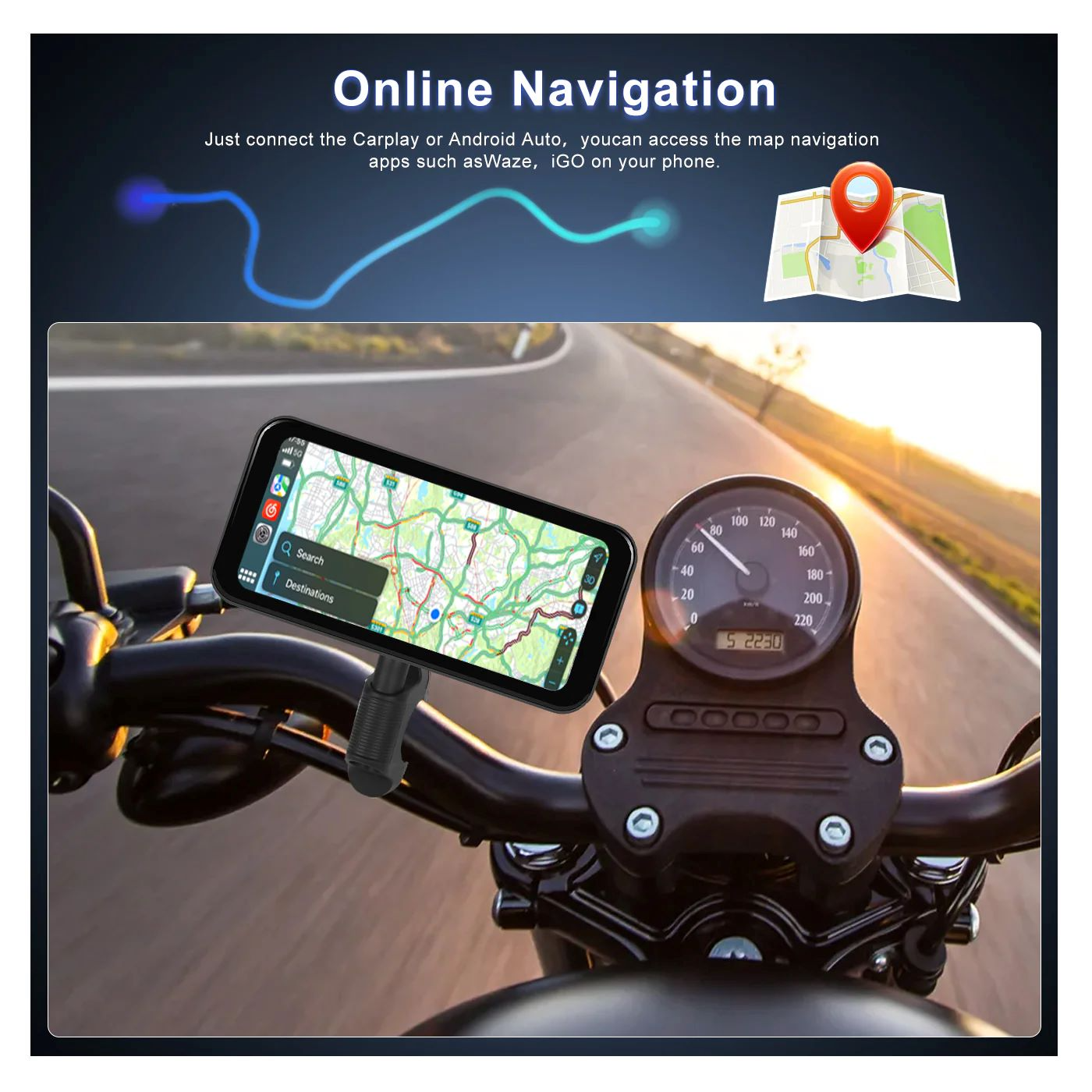 Zmecar 6.25-inch navigator for motorbike Portable Smart Carplay Supports Android Auto, Front&Back Camera, With Steering Wheel Control DVR Waterproof IP67