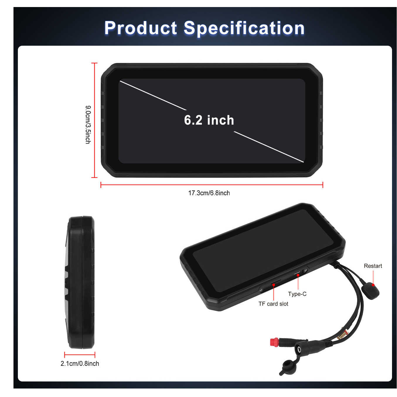 Zmecar6.2インチAndroidシステム2 + 32GBポータブルオートバイCarplayサポートワイヤレスCarplayAndroid自動WIFIBluetooth Aux TFカードGPSナビゲーション