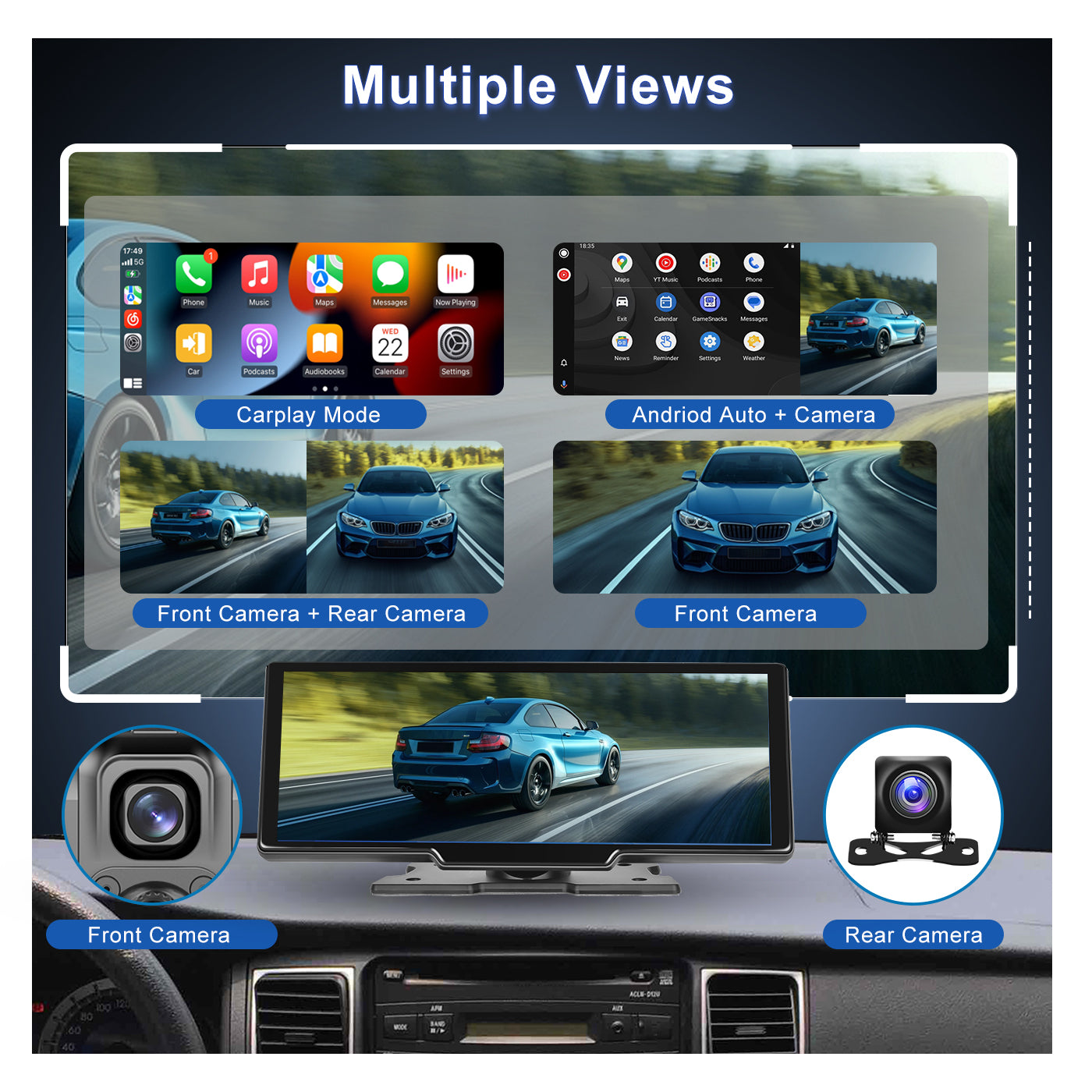 Zmecar Portable Car Stereo for Wireless Apple Carplay& Android Auto,9.3 Inch HD IPS 1080P Touch Screen