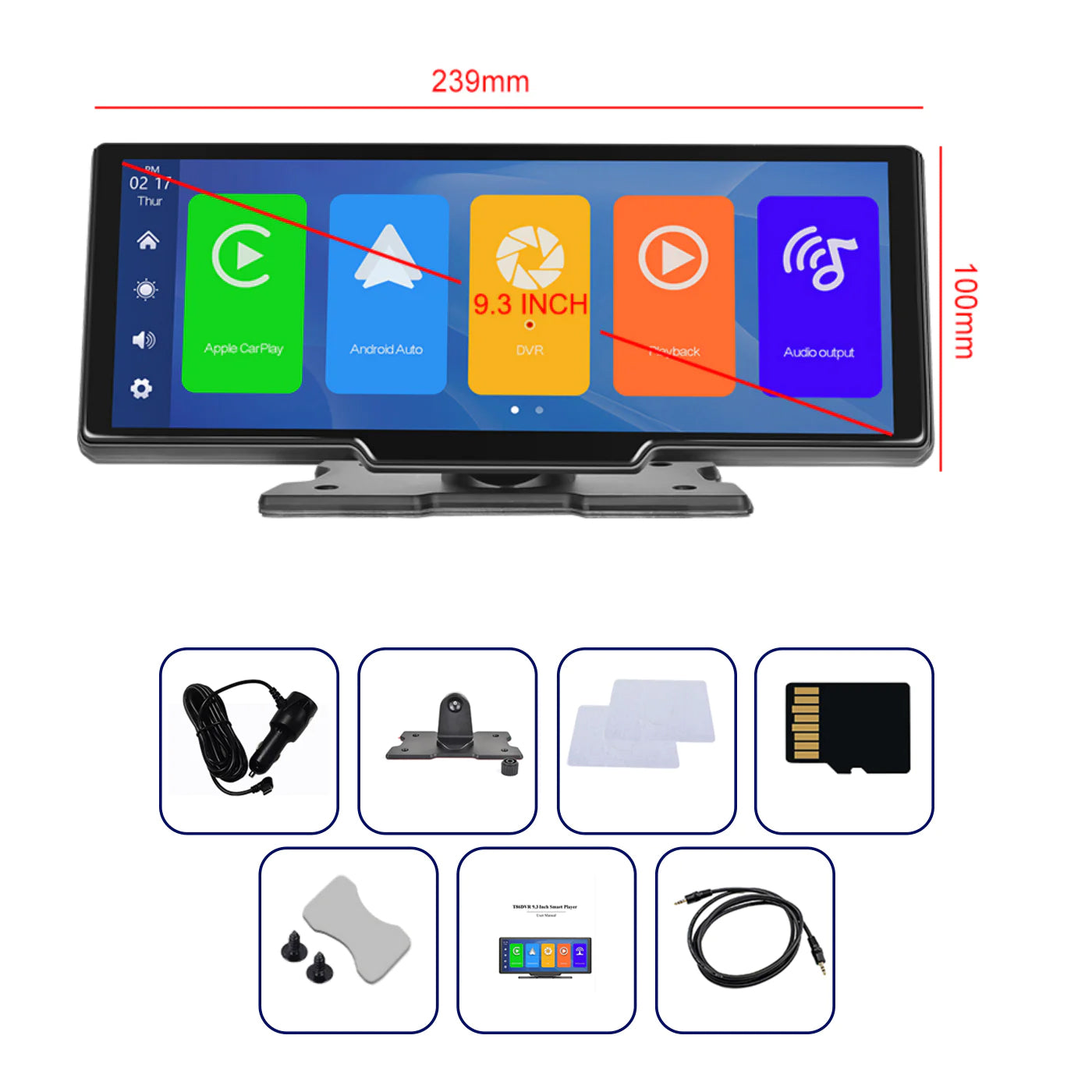 Zmecar 10.26" Portable Wireless Apple CarPlay & Android Auto Car Touch Screen, Support dual Cameras/Mirror Link/Loop Recording