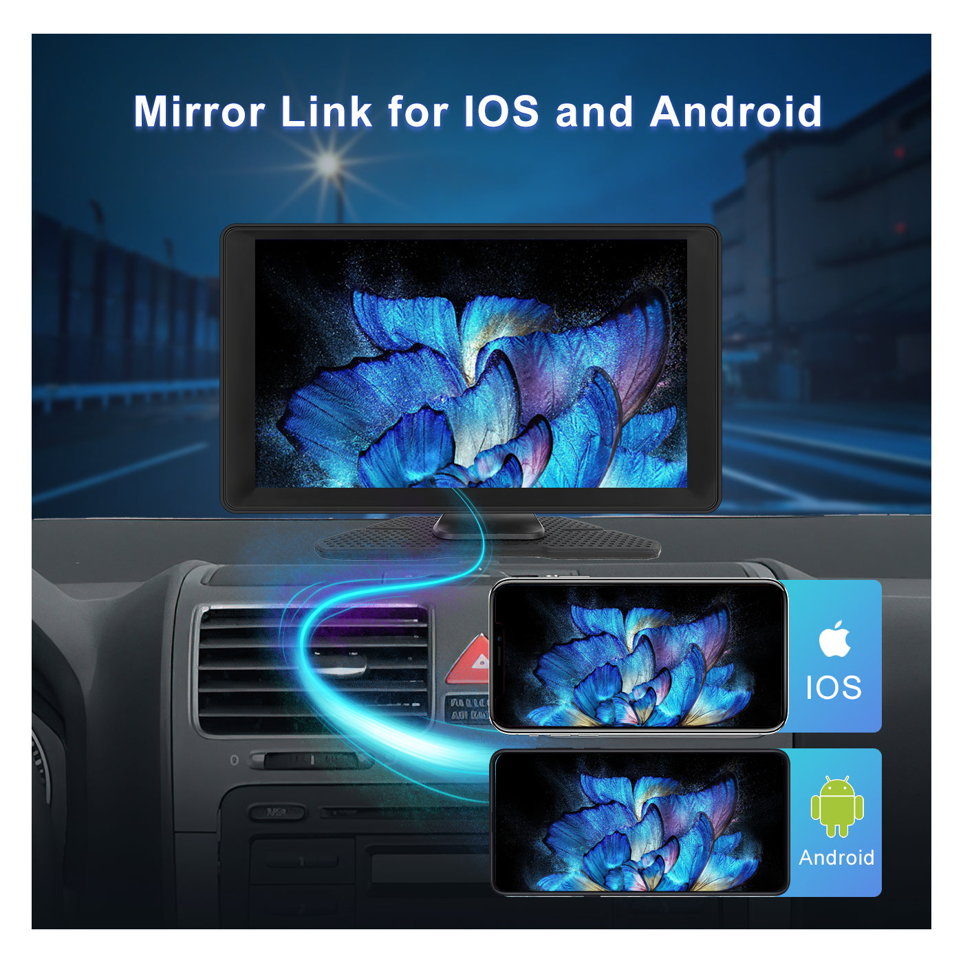 9 Inches 4G+64G Android 13.0 Portable Wireless Carplay Screen Car Stereo, High-definition DVR with Front Camera, Android Auto Touchscreen, GPS Navigation, WiFi,Bluetooth, Supports Android Cast Apple Airplay