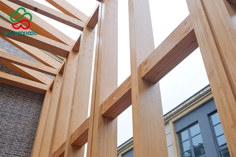 Historic block bamboo landscape building