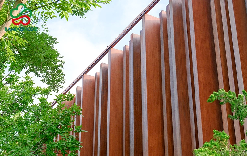 Large bamboo grille facade full view