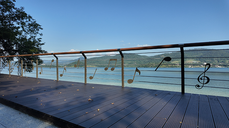 Outdoor bamboo decking at Dongjiang Lake, Chenzhou, China