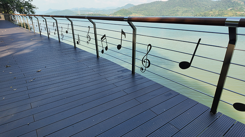 Outdoor bamboo decking at Dongjiang Lake, Chenzhou, China