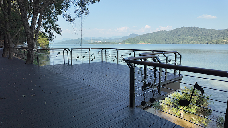 Outdoor bamboo decking at Dongjiang Lake, Chenzhou, China